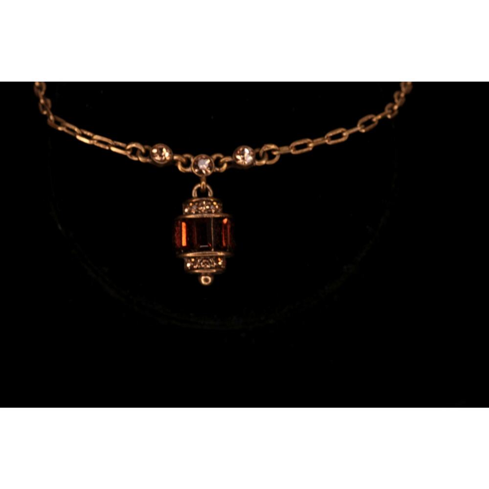 Vintage Givenchy Gold Tone Rhinestone Pendant Necklace 18" Signed